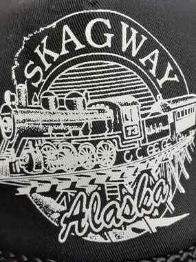 VTG 80s Headliners IAAC Skagway Alaska Hat/Cap OSFA Train Black/White with Braid